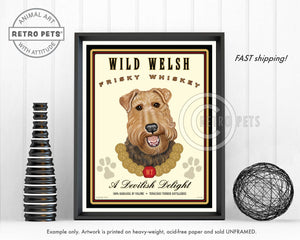Welsh Terrier Art "Wild Welsh Frisky Whiskey" Art Print by Krista Brooks