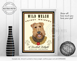 Welsh Terrier Art "Wild Welsh Frisky Whiskey" Art Print by Krista Brooks