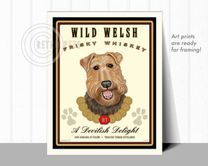Welsh Terrier Art "Wild Welsh Frisky Whiskey" Art Print by Krista Brooks