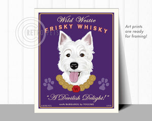 Westie Art "Wild Westie Frisky Whisky" Art Print by Krista Brooks