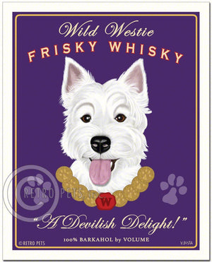 Westie Art "Wild Westie Frisky Whisky" Art Print by Krista Brooks