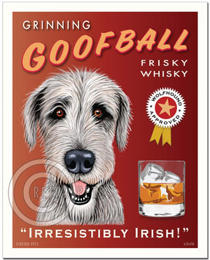 Irish Wolfhound Art "Grinning Goofball Frisky Whisky" | Retro Pets Art