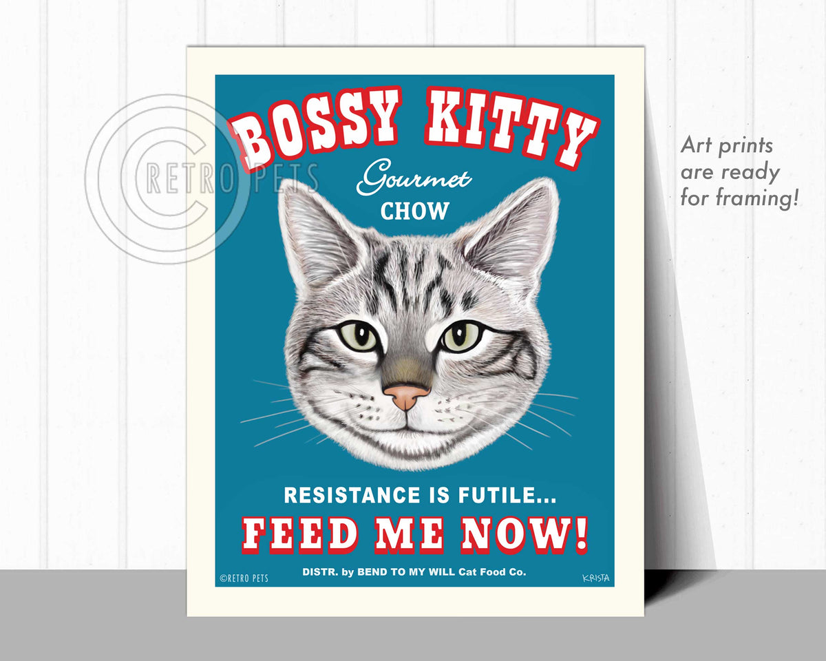 Bossy Kitty Print | Cat Art Bossy Kitty | Retro Pets Art