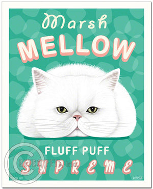 Cat Framed Art "Marsh Mellow" | Retro Pets Art