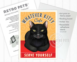 Whatever Kitty Cat Art | Whatever Kitty Framed Art | Retro Pets Art