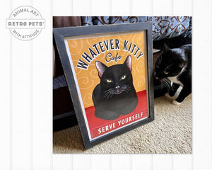 Whatever Kitty Cat Art | Whatever Kitty Framed Art | Retro Pets Art