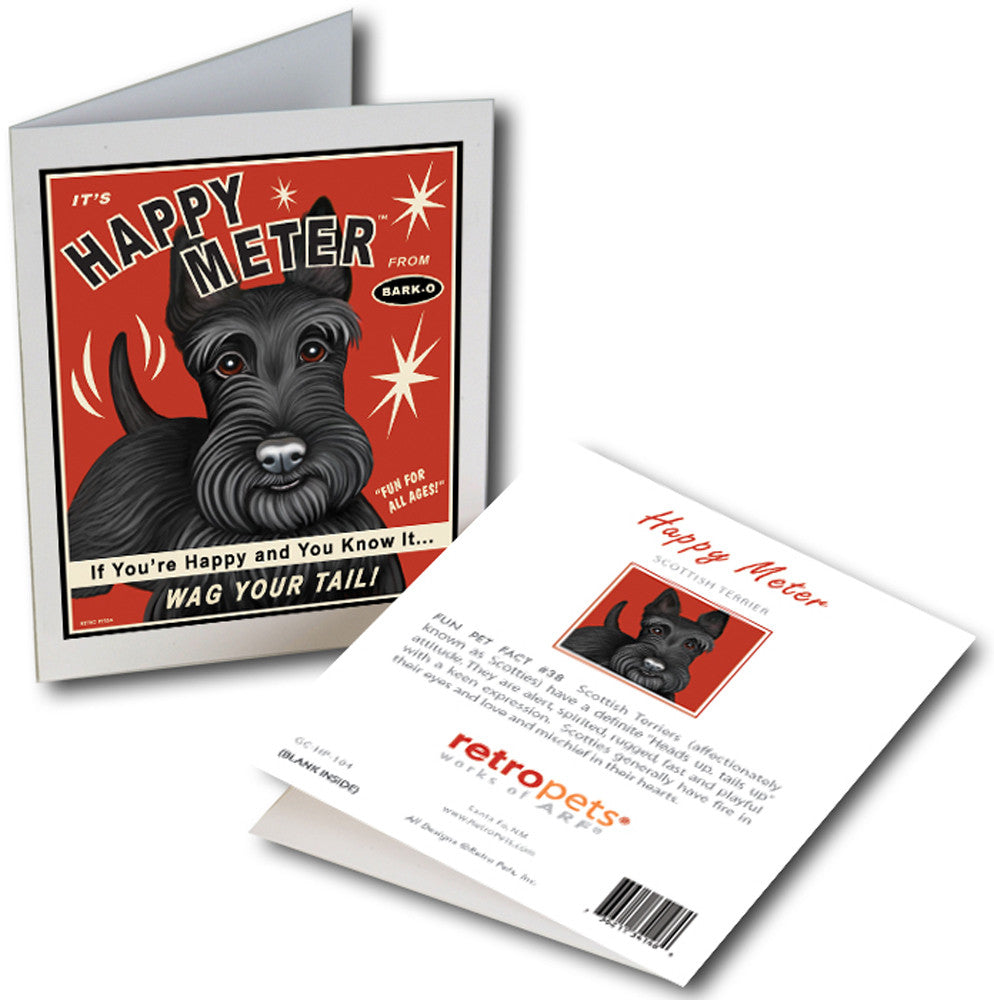Scottish Terrier Art "Happy Meter" 6 Small Greeting Cards by Krista Brooks
