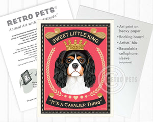 Cavalier King Charles Spaniel Wall Art | Retro Pets Art