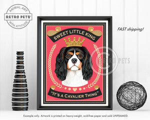 Cavalier King Charles Spaniel Wall Art | Retro Pets Art
