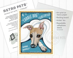 Whippet Art "Cuddle Dog Comforters" Art Print by Krista Brooks