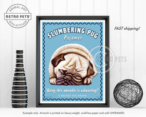 Pug Art "Slumbering Pug" Art Print by Krista Brooks