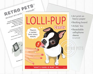 Dog Art Prints | B/W "Lolli-PUP" | Retro Pets Art