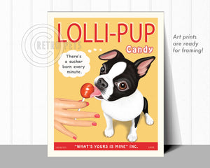 Dog Art Prints | B/W "Lolli-PUP" | Retro Pets Art