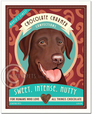 Chocolate Labrador Art "Chocolate Charmer" Art Print by Krista Brooks