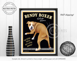 Bendy Boxer Art | Hodge Podge Hounds | Retro Pets Art