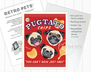 Pugtato Chips Pug Art | Pugtato Chips Pug | Retro Pets Art