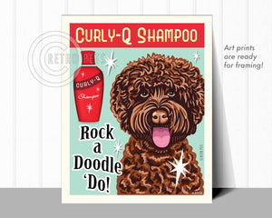 Labradoodle Art "R 'Dock a Doodleo!" Chocolate Doodle Art Print by Krista Brooks