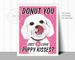 Pet White Maltese Art Stout | Maltese Art Pet Stout | Retro Pets Art