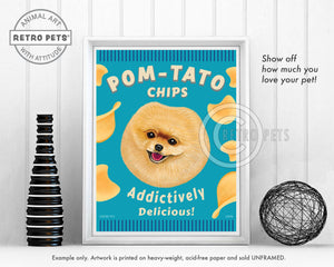 Pomeranian Art "Pom-Tato Chips" Art Print by Krista Brooks