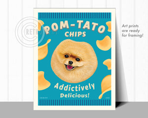 Pomeranian Art "Pom-Tato Chips" Art Print by Krista Brooks
