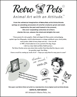 Krista's Retro Pets Artist Bio that comes with the Art Prints