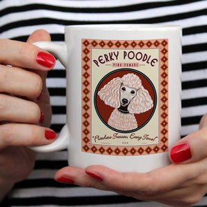 Poodle Art "Perky Poodle Pomade" 15 oz. White Mug