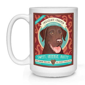 Labrador Retriever Art "Chocolate Charmer" 15 oz. White Mug