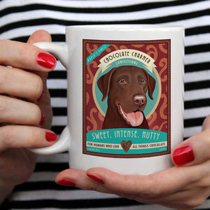 Labrador Retriever Art "Chocolate Charmer" 15 oz. White Mug