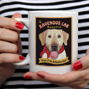 Labrador Retriever Art "Ravenous Lab - Yellow Lab" 15 oz. White Mug