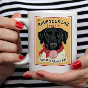 Labrador Retriever Art "Ravenous Lab - Black Lab" 15 oz. White Mug