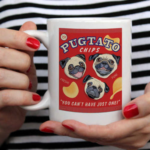 Pug Art "Pugtato Chips" 15 oz. White Mug