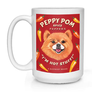 Pomeranian Art "Peppy Pom" 15 oz. White Mug