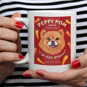 Pomeranian Art "Peppy Pom" 15 oz. White Mug