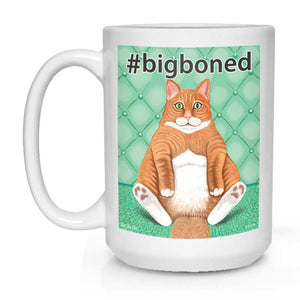 Big-Boned Cat Art Mugs | White Mug | Retro Pets Art