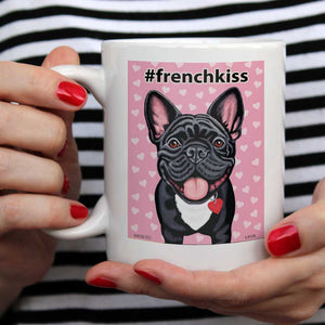 French Bulldog Art "French Kiss" 15 oz. White Mug
