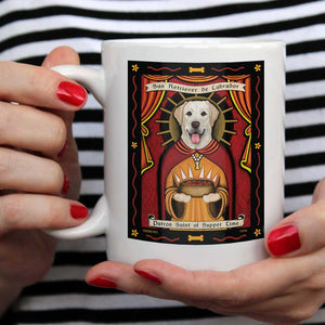 Labrador Retriever Art "Saint of Supper Time - Yellow Lab" 15 oz. White Mug