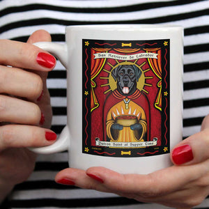 Labrador Retriever Art "Saint of Supper Time - Black Lab" 15 oz. White Mug