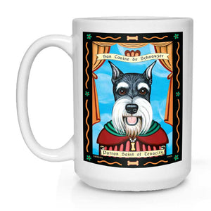 Schnauzer Art (Cropped Ears) "Saint of Tenacity" 15 oz. White Mug