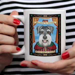 Schnauzer Art (Natural Ears) "Saint of Tenacity" 15 oz. White Mug