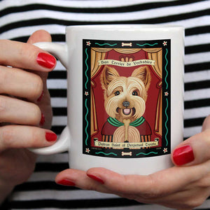Yorkshire Terrier Art (Puppy Cut) "Saint of Perpetual Treats" 15 oz. White Mug