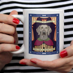 Weimaraner Art - Green Eyes "Saint of Perpetual Motion" 15 oz. White Mug