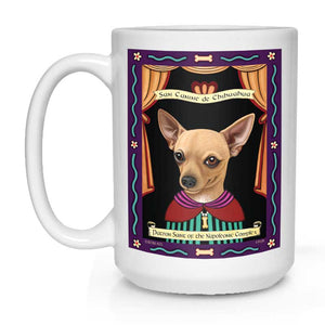 Chihuahua Art (Buff) "Saint of the Napoleonic Complex" 15 oz. White Mug