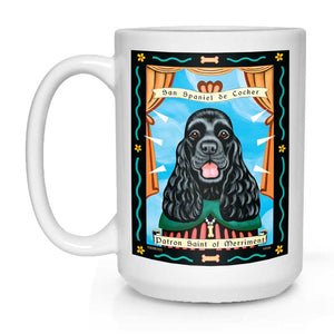 Cocker Spaniel Art | White Printed Mug | Retro Pets Art
