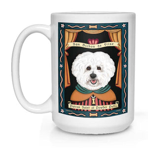 Bichon Frise Art "Saint of Powder Puffs" 15 oz. White Mug