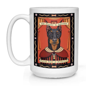 Doberman Art "Saint of Protection" 15 oz. White Mug
