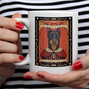 Doberman Art "Saint of Protection" 15 oz. White Mug