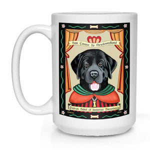Newfoundland Art (Black) "Saint of Immense Sweetness" 15 oz. White Mug