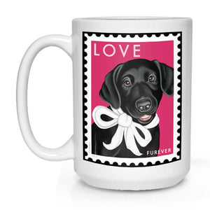 Labrador Art "LOVE Furever Stamp" 15 oz. White Mug