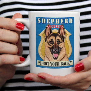 German Shepherd Art "Shepherd Security" 15 oz. White Mug