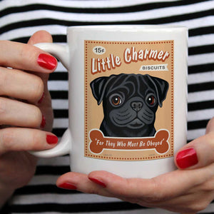 Pug Art (Black) "Little Charmer" 15 oz. White Mug